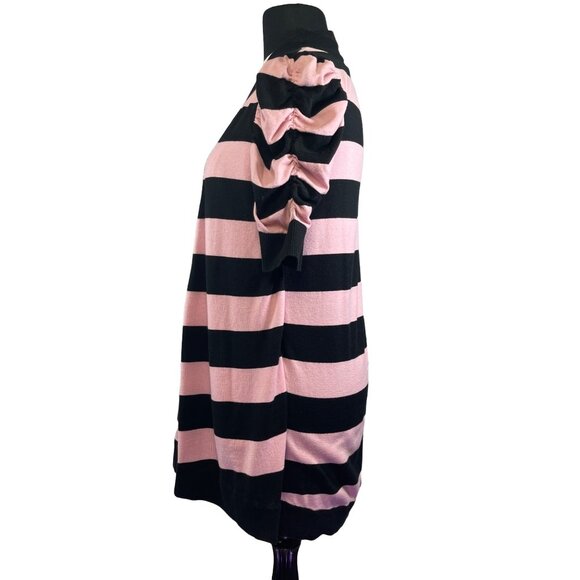 INC International Concepts Womens Sz Large Striped 2fer Top with Ruched Sleeves - Picture 4 of 9